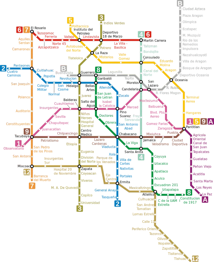 mapa de las líneas del metro en CDMX